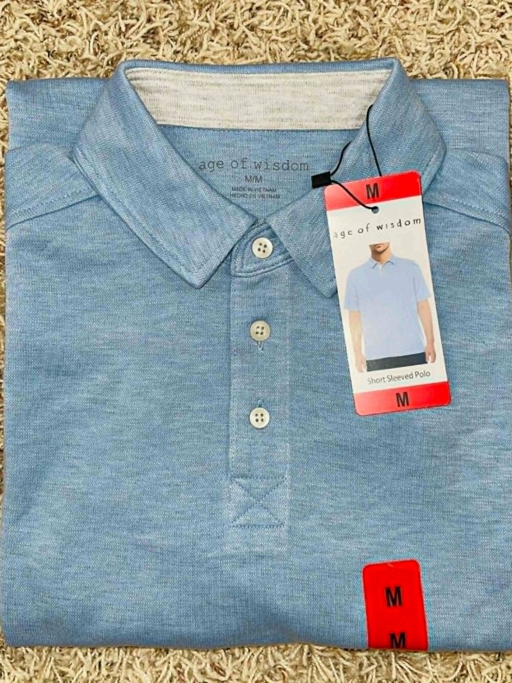 Age of Wisdom Men's Soft Polo Shirt Blue, Size Medium (New)